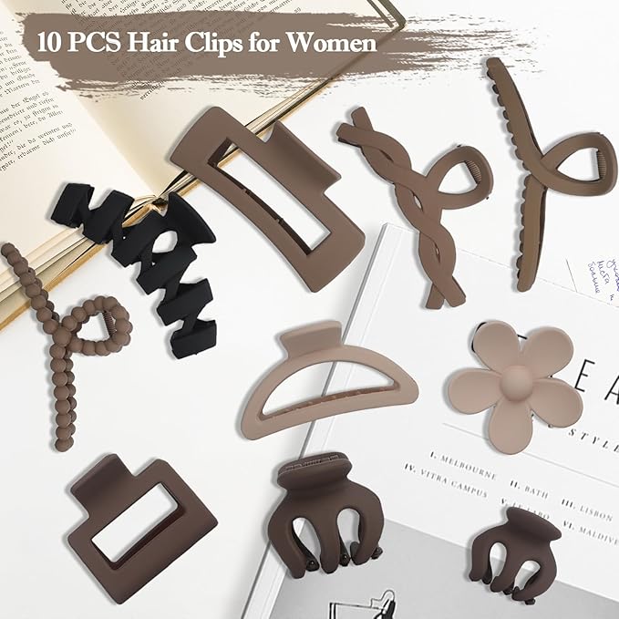 10PCS Non-Slip Pink Hair Clips Jaw Clips for Thick Hair Clamp Flower Non-Slip Hair Accessories with Multi-Styles for Women Girls