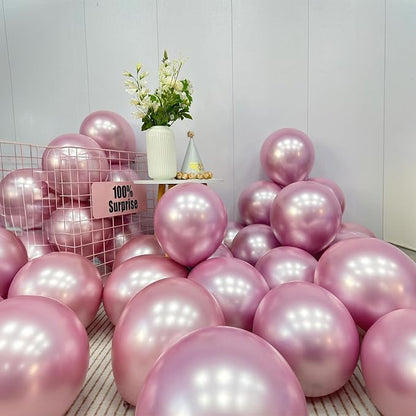 Jobkoo Metallic Pink Balloons, 12Inch Chrome Light Pink Balloons 30Pcs Light - Image 7