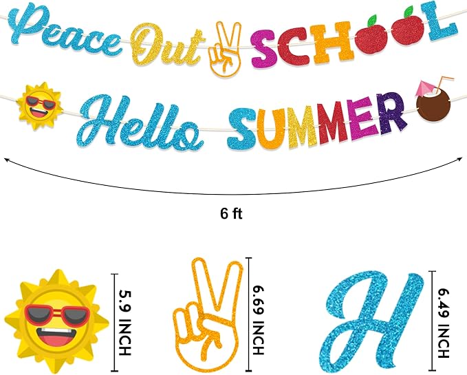 Peace Out School Hello Summer Banner - Image 3