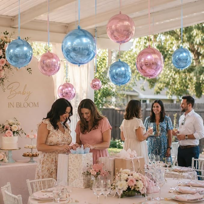 Pink Blue Round Foil Balloons - Image 5