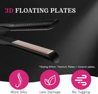 SKIMI Airflow Styler, Titanium Flat Iron Hair Straightener, Professional Curling Iron with Cooling Air Vents to Lock in Style, 5 Temps & Dual Voltage, Auto Off (Black & Rose Blush).