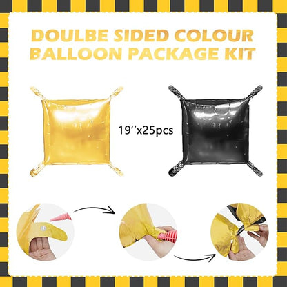 Metallic Glod and Black Square Foil Balloons Wall Tunnel Backdrop Double Sided - Image 2