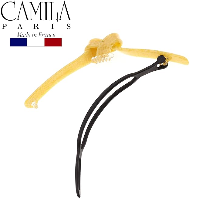 Camila Paris CP2815 French Hair Barrette Clip for Girls, Handmade, Beige, Metal-Free Closure Strong Hold Grip Hair Clips for Women, No Slip Durable Styling Girls Hair Accessories, Made in France