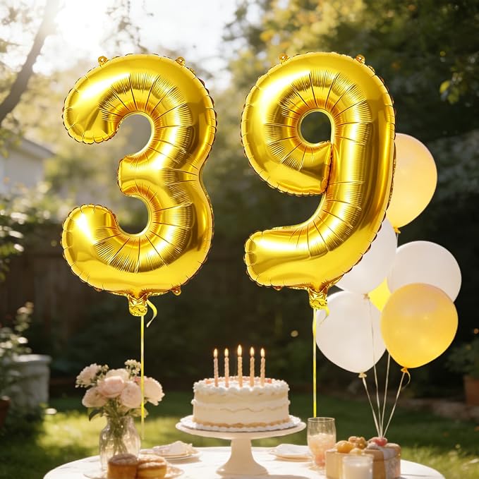 40 Inch Number 39 Balloons for 39th Birthday Party Decorations, 0-100 Gold - Image 3