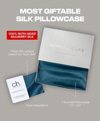 SUNDAYSILKS™ Premium Silk Pillow Cases | 100% Mulberry Silk Pillowcase with Zipper, All Sides Real 22 Momme Grade 6A Silk, Standard Queen, King Size [Midnight Blue]