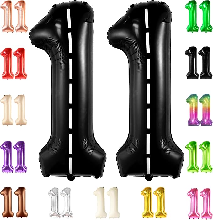 KatchOn Race Car Number 11 Balloon 40 Inch | Balloon Number 11 Black by KatchOn