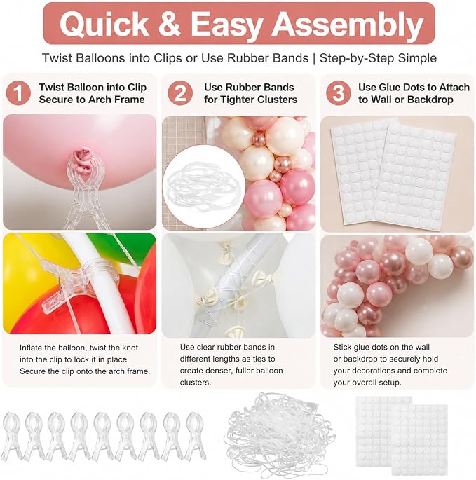 10 Pack Balloon Arch Clips, 3.5" Plastic Transparent Backdrop Clamps | 300 Pcs - Image 6