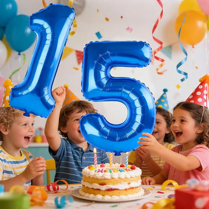 40 Inch Number 15 Balloons for 15th Birthday Party Decorations, 0-100 Dark Blue - Image 2