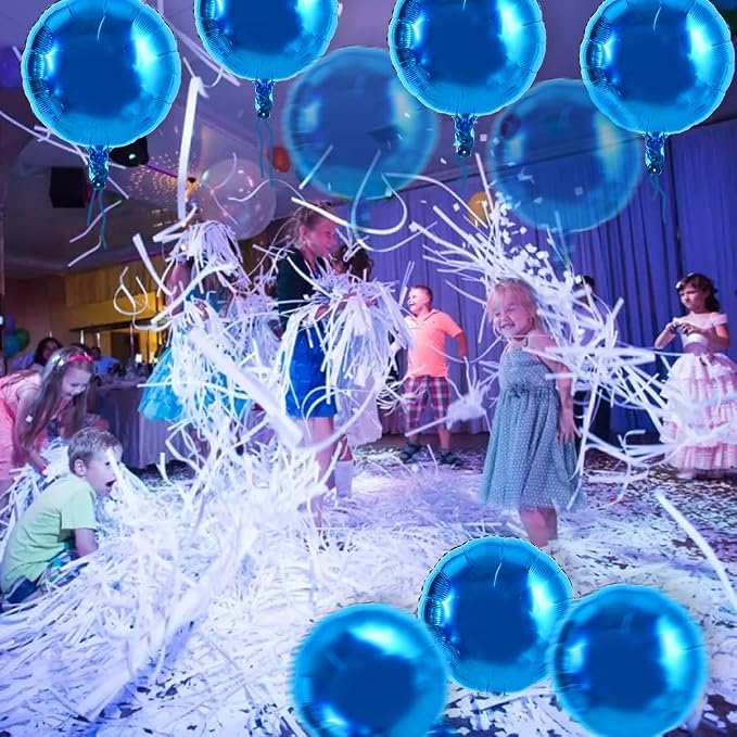 TONIFUL 30Pcs 18 Inch Large Blue Round Shape Foil Balloons Big Blue Circle - Image 4