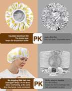 YIZIJIZI 2 Pieces Heat Cap for Deep Conditioning, Conditioning Cap Made of Aluminum Foil for Home and Salon Use, Hair Dyeing（Yellow, small）