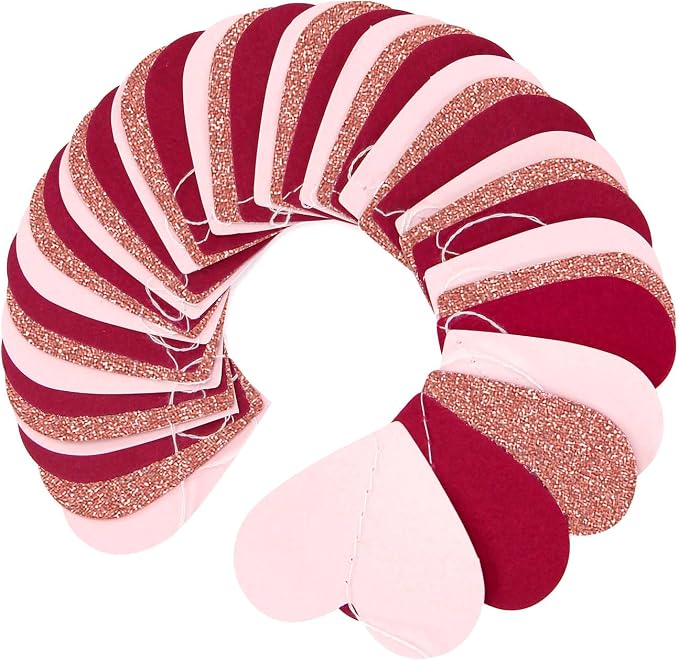 Burgundy-Red Rose-Gold Valentines Party-Decorations Heart-Garland - 52ft Pink - Image 3