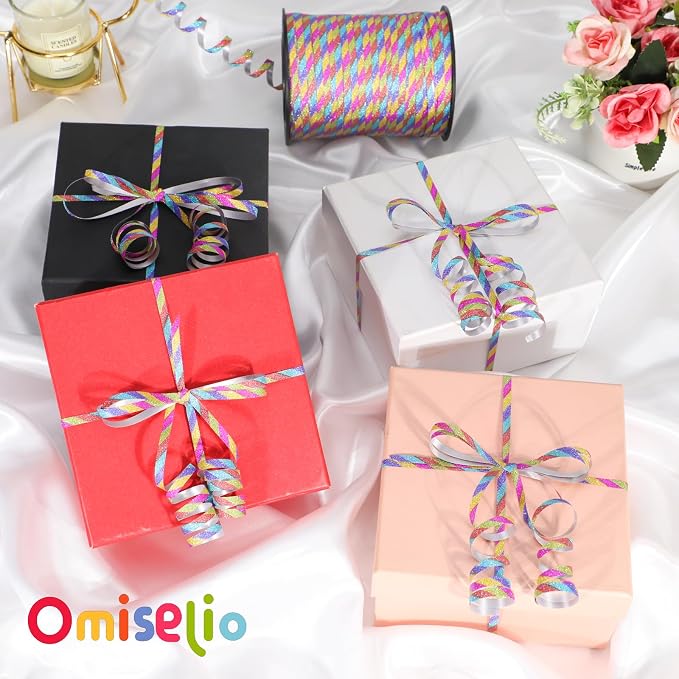 Glitter Rainbow Ribbon Curling 500 Yard, Balloon Ribbon-Balloon String - Image 2