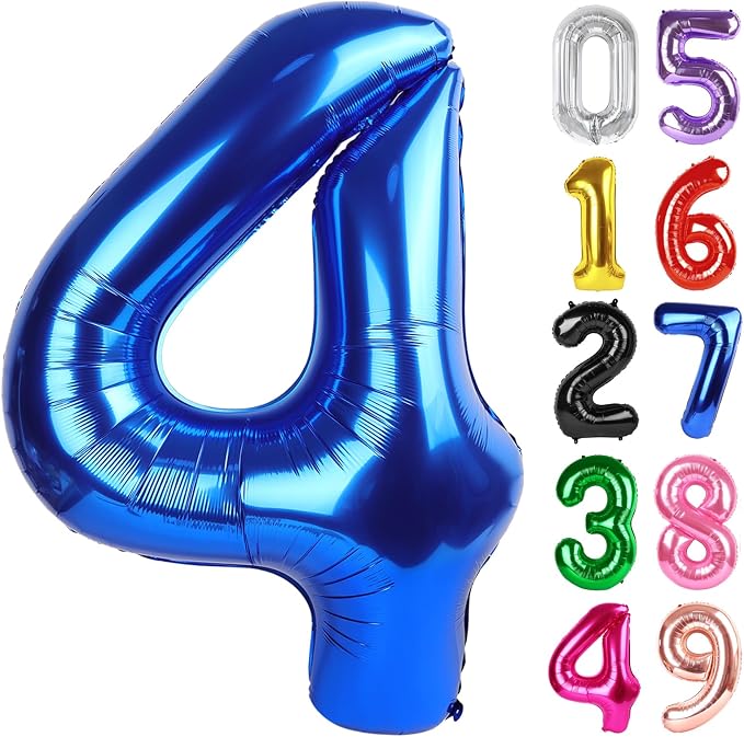 Navy Blue Number 4 Balloon 40 Inch, 4th Birthday Decorations Men Women | Foil by IWERP