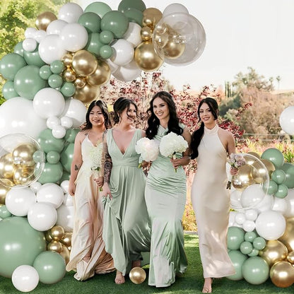 Sage Green Gold Balloon Arch Kit Green Balloon Garland Kit | 126 Pcs White - Image 3