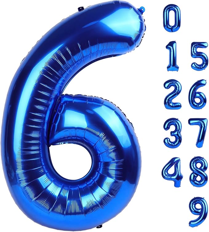 Number Balloons Navy Blue Number 6 by Mluchee