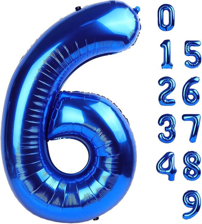 Number Balloons Navy Blue Number 6 by Mluchee