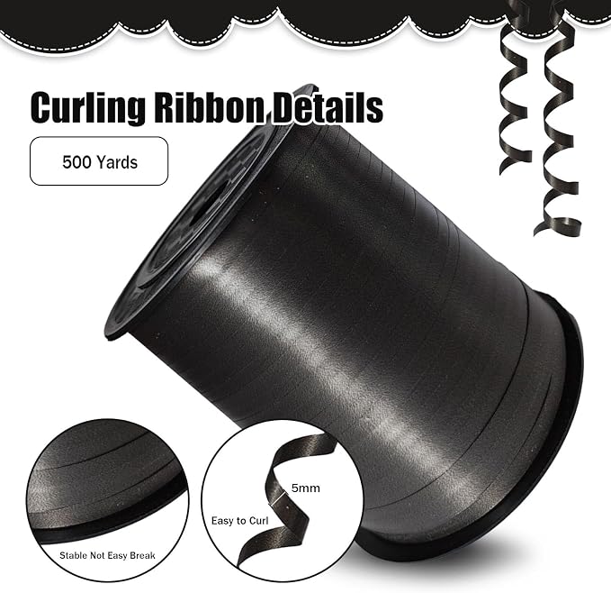 500 Yards Curling Ribbon， Black Balloon String Ribbon，for Gift Wrapping，Party - Image 2