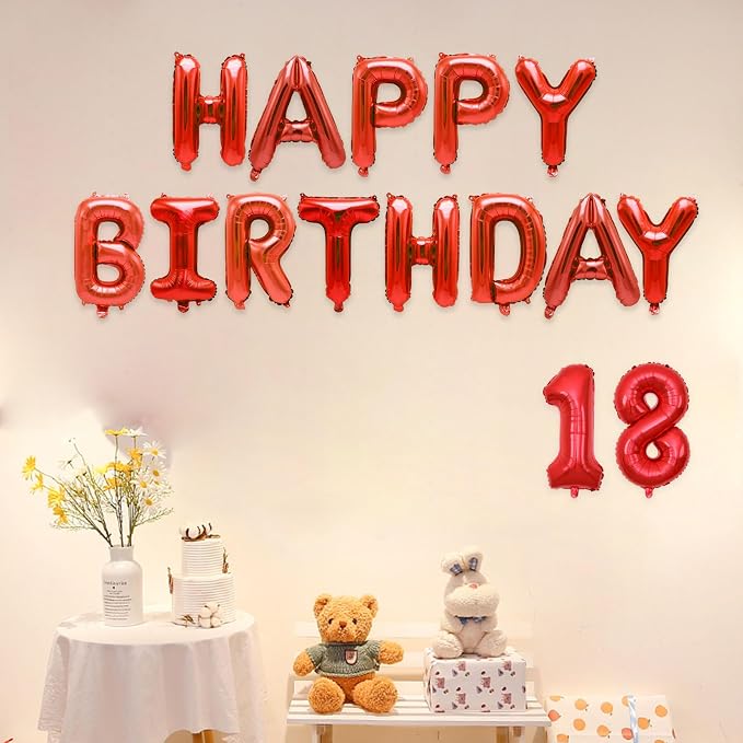 2 Set 20 Pcs Number Balloons 16 Inch Red 0-9 Number Mylar Foil Balloons Red - Image 6