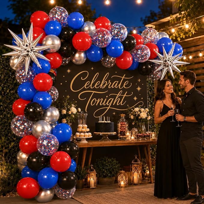 Red Blue Balloons for Patriotic Party Decor | 12 Inch Red Blue Silver Balloons - Image 6