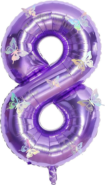 40 Inch Purple Number 8 Balloon by GLASNES