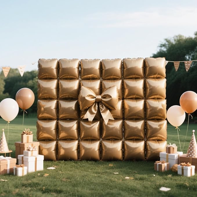 NISOCY 25PCS Brown Square Foil Balloons Wall Backdrop | Double Sided Balloon - Image 6