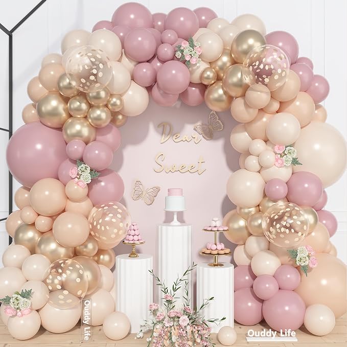 157Pcs Boho Dusty Pink Balloons Arch Garland Kit Different Size | Blush Pink - Image 2