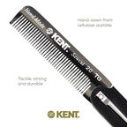 Kent 20T Black Graphite Handmade Folding Pocket Comb for Men, Fine Tooth Hair Comb Straightener for Everyday Grooming Styling Hair, Beard or Mustache, Use Dry or with Balms, Saw Cut, Made in England