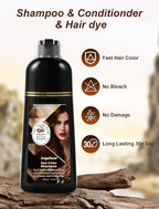 Chestnut Brown Hair Dye Shampoo 3 in 1, Natural Hair Dye to Cover Gray Hair, 400 ML