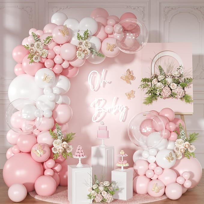Light Pink Balloon Arch Kit, Baby Pink White Balloon Garland Kit | 126Pcs by NUTTYBASH