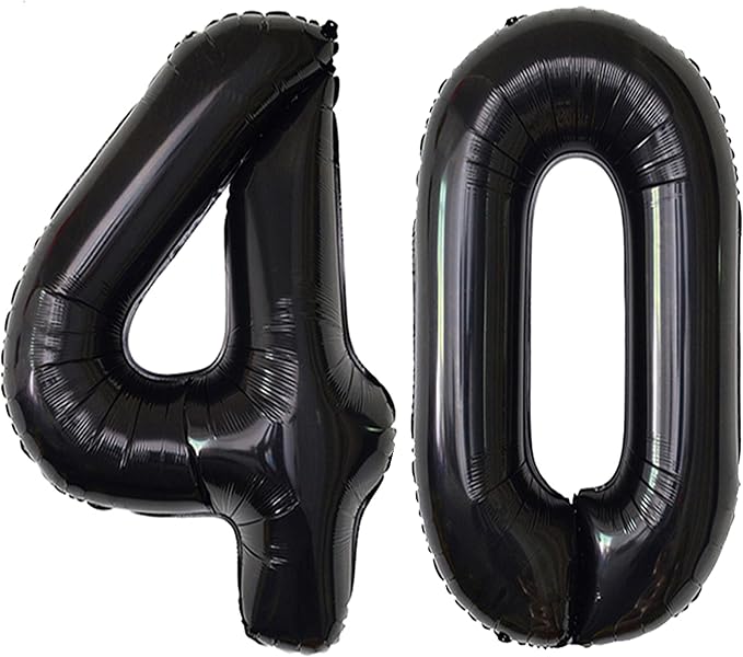 Jonhamwelbor 40 Number Balloons Black Giant Jumbo Big Large 40 Foil Mylar by Jonhamwelbor