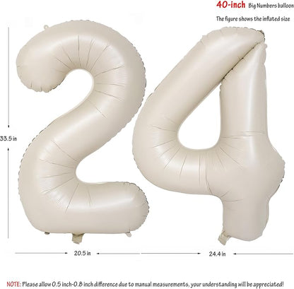 40 In Cream white Number Balloons Helium Foil Mylar Balloon Digital 24 | - Image 2