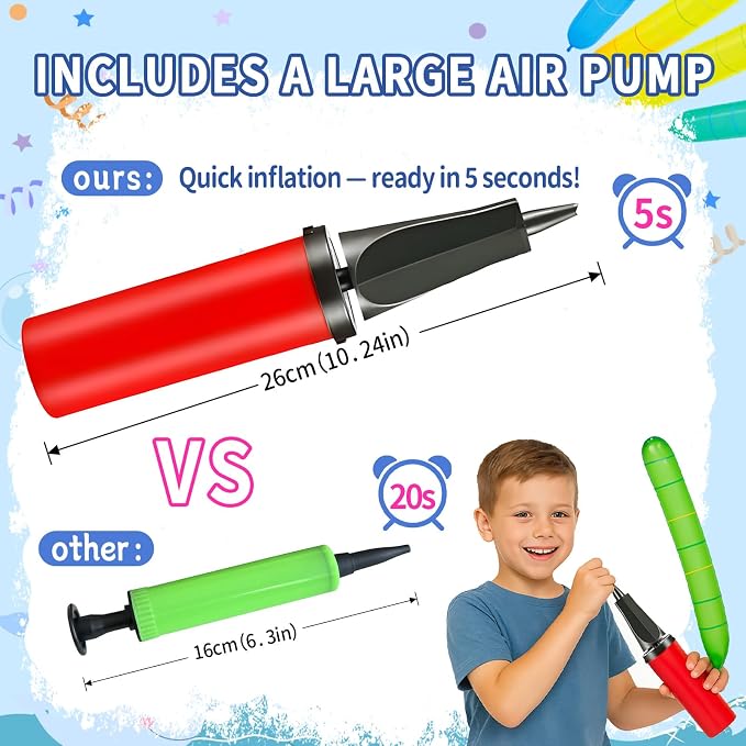 100 Rocket Balloons with 2 Pumps and 5 Helicopter Balloon Toys | Whistling - Image 6