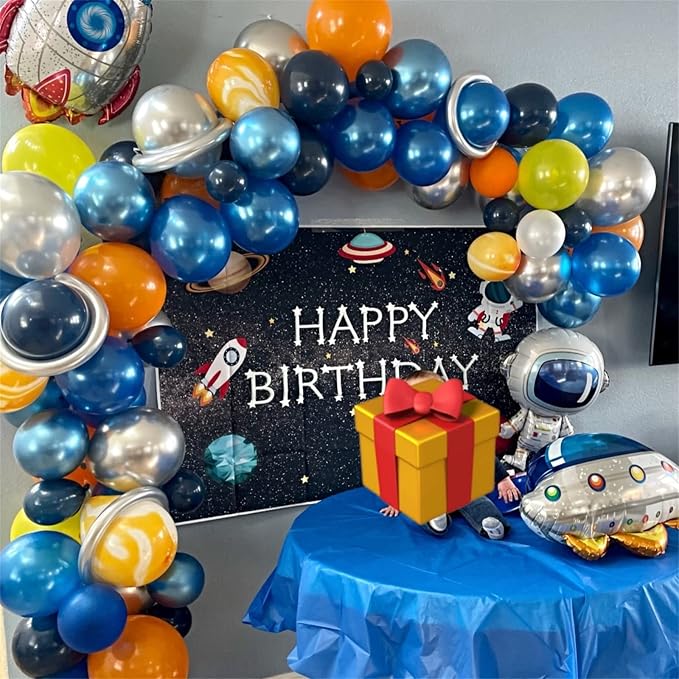 60Pcs Balloons Orange Blue, Outer Space Party Balloons Set, Graduation - Image 3