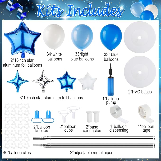 Gejoy 110 Pcs Blue White Balloons Column Stand Kit Adjustable Tower Stand from - Image 2
