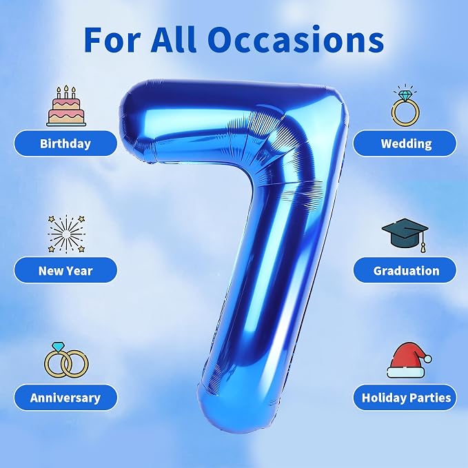 Number Balloons Navy Blue Balloons - Image 5