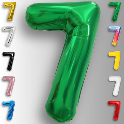 Green Number Balloon 7 Mylar Foil Balloons 32 inch - Image 3
