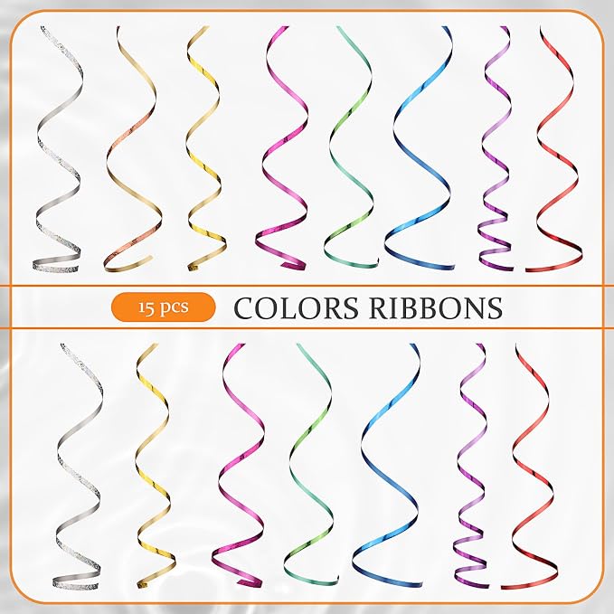 Shappy 15 Rolls Curling Ribbon 1/5" Wide x 11 Yards Total 165 Yards Balloon - Image 3
