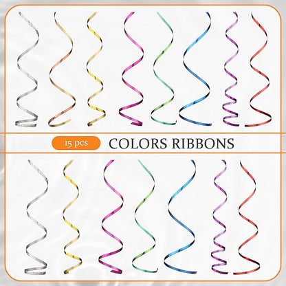 Shappy 15 Rolls Curling Ribbon 1/5" Wide x 11 Yards Total 165 Yards Balloon - Image 3