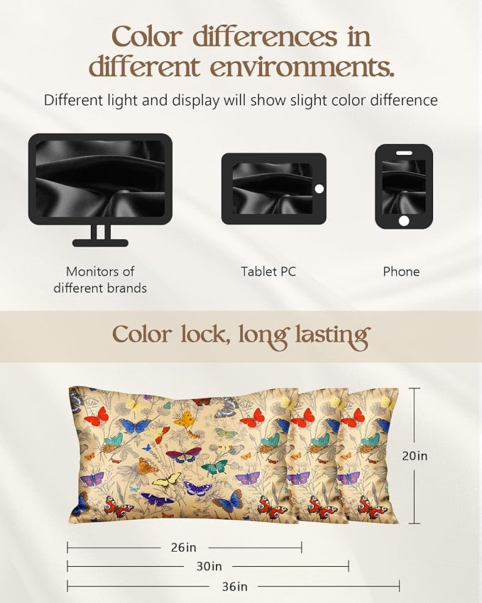 2 Pack Mulberry Silk Pillowcase for Hair and Skin - Queen Size 20 x 30 Inches with Hidden Zipper Line Butterfly 19 Momme Soft Sleeping Silk Pillow Case for Women, Moms