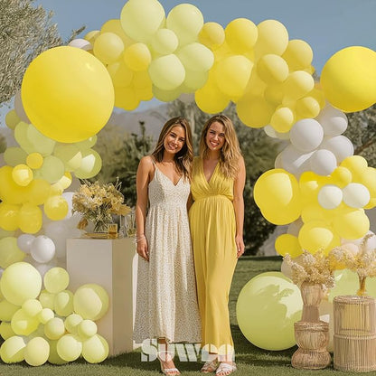 SUWEN 153Pc Yellow Balloon Arch Kit Garland 18 10 5 Inch Light Yellow White | - Image 6