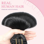 PINKPEARL Clip in Human Hair Extensions #1B Natural Black Clip in Hair Extensions Real Human Hair 20 inch Remy Hair 120g 7pcs Straight Natural Human Hair Clip ins(#1B-20)