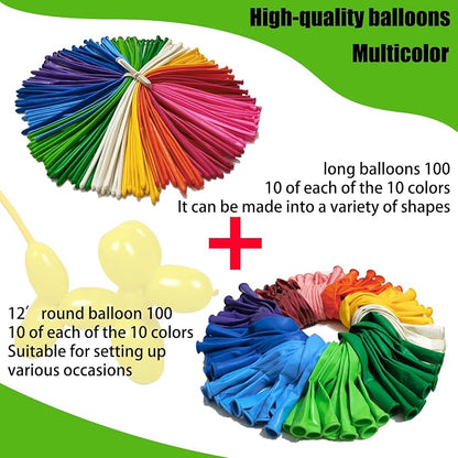XIRUISHEN 200PCS 260 Balloons and 12-inch Round Balloons Colorful colors - Image 2