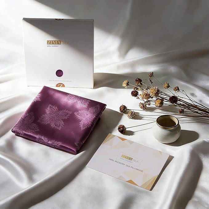 ZIMASILK 100% Pure Mulberry Silk Pillowcase for Hair and Skin Health, Soft and Smooth, Both Sides Premium Grade 6A Silk, 600 Thread Count, with Hidden Zipper, 1pc (Standard 20"x26", Dark Mauve)