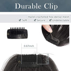 BARSDAR Real Human Hair Clip in Bangs - 100% Human Hair Clip in Bangs for Women - Brown Wispy Bangs Extensions Fringe with Temples Dyeable Real Hair Bangs Hairpieces - Brown
