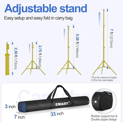EMART Backdrop Stand 10x7ft Photo Studio Adjustable Background Stand Support kit - Image 3