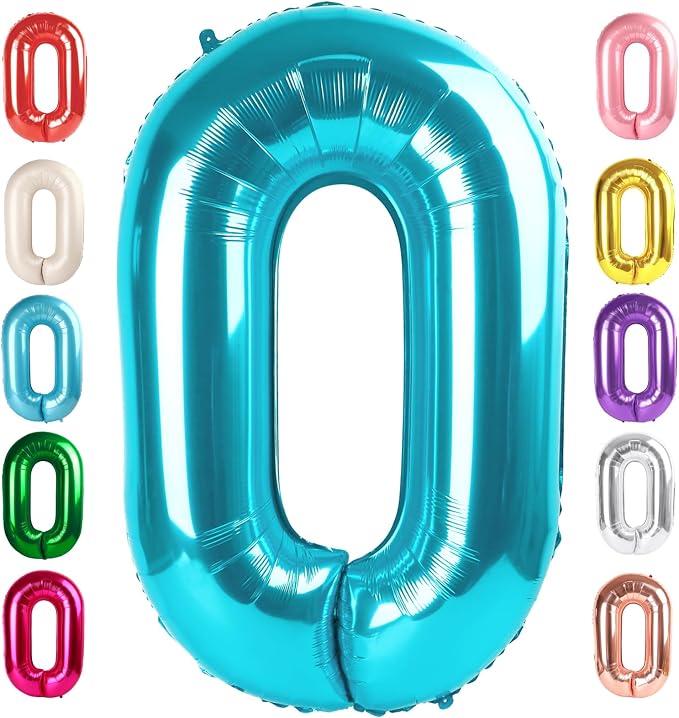 Number 0 Balloon Birthday Decorations, 40In Light Blue Balloons by Mluchee