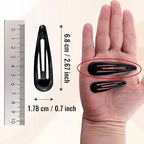 Metal Snap Hair Clips Water Drop No Slip Hair Barrettes for Women Large Hair Clips For Thick And Thin Fine Hair,Black Brown Beige,2.67 x 0.7 Inches,12 PCS