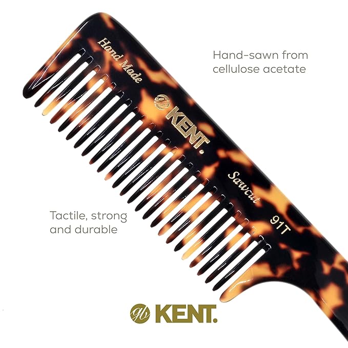 Kent 91T TY Detangler Combs for Women Wide Tooth Hair Comb for Curly and Wavy Hair, Wide Tooth Combs and Wet Hair Comb, Large Handle Shower Comb for Effective Detangling