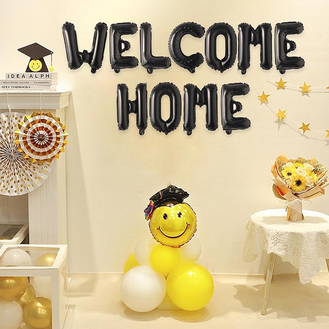 2 Set 22Pcs Black WELCOME HOME Letter Balloons 16in Balloon Foil Letter - Image 3