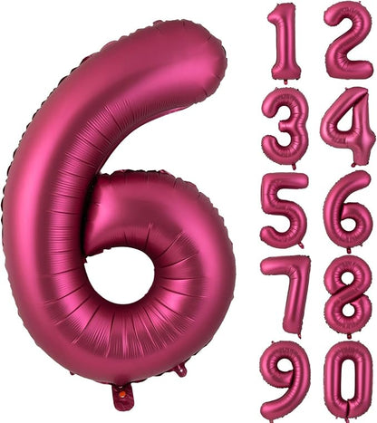 Number 6 Balloons 40 Inch Wine Red Burgundy Foil Number Balloon 6 | Wine Red by Yeodong